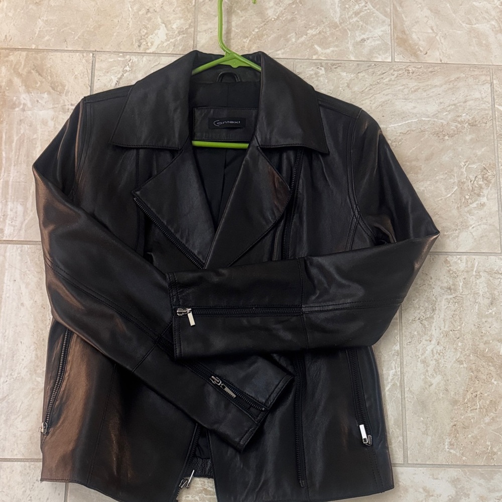 Context Classic Black Leather Jacket - image 5